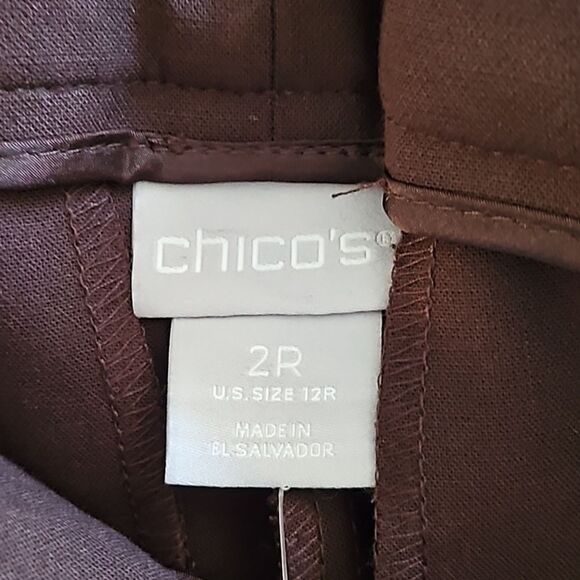 NWT Chico's Flex Waist Modern Tailored Full Length Pants Basic Brown Size 12 R - Picture 8 of 13